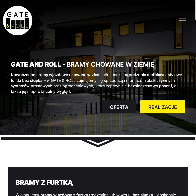 Brama wjazdowa na pochyłym terenie