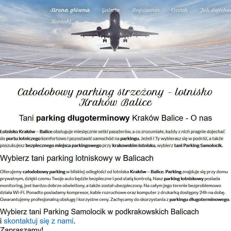 Tani parking lotnisko - Kraków